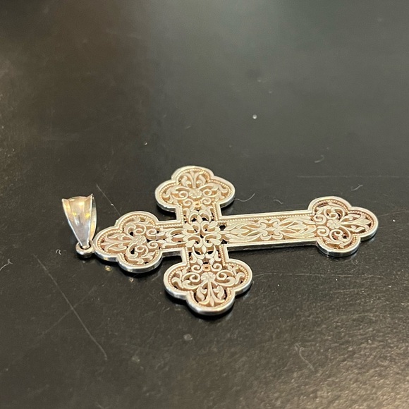 Sterling Silver Christian Greek Orthodox Filigree Cross - Picture 3 of 8